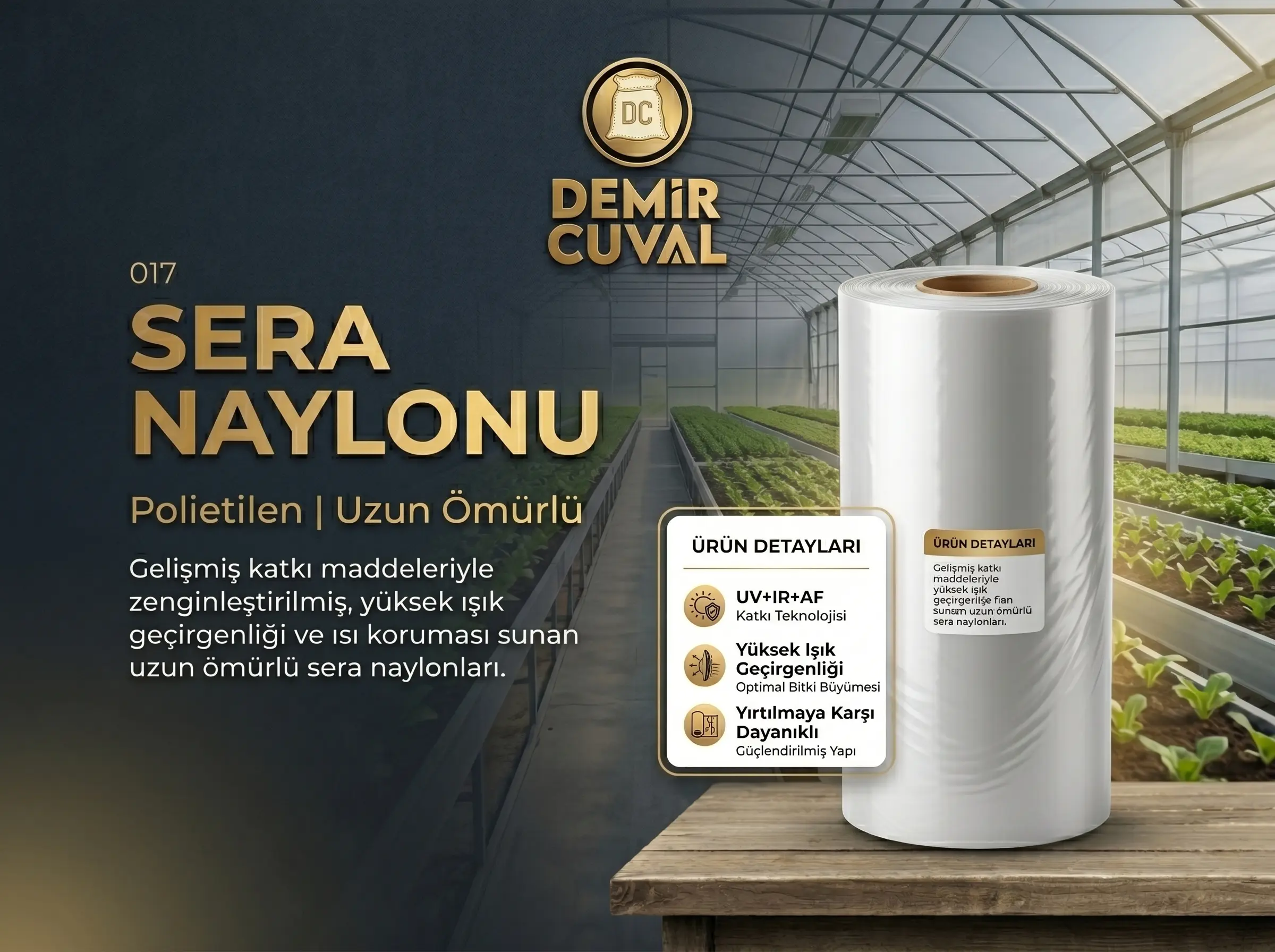 UV katkılı sera naylonu, yüksek ışık geçirgenli sera örtüsü